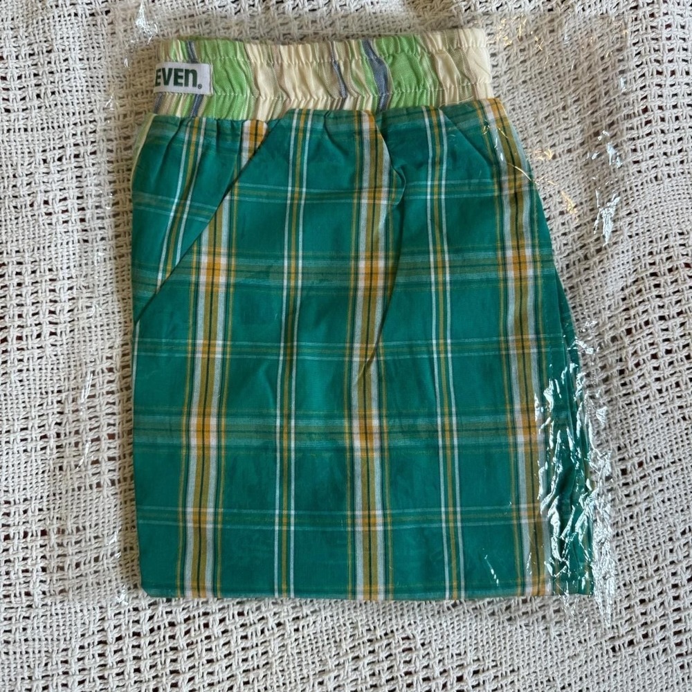 7-Eleven Green Plaid Cotton‎ Boxer Shorts - New In Package - Packaging